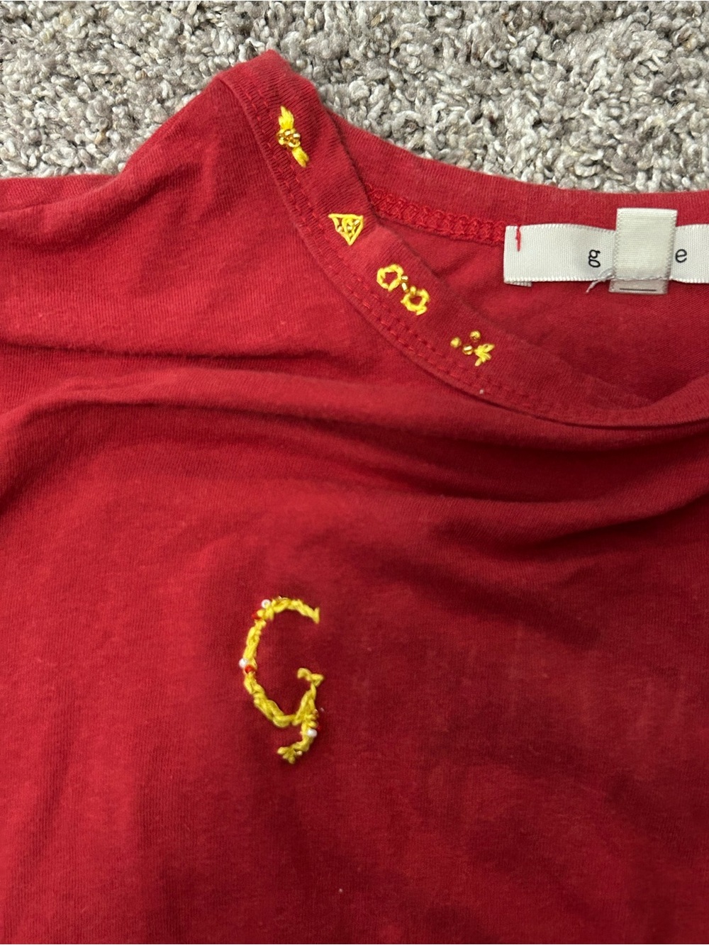 Hand embroidered and beaded Harry Potter gryffindor crop tee y2k